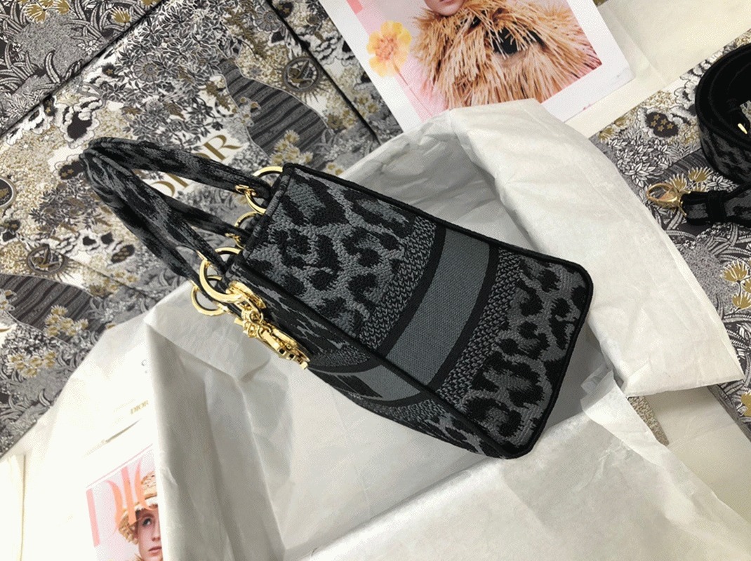 Dior Lady D-Lite Medium Bag Knockoff in Grey Mizza Embroidery