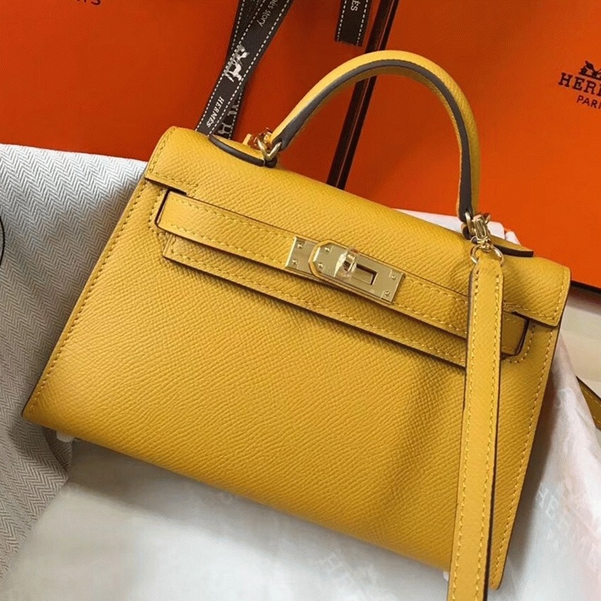 Hermes Kelly Mini II Bag Replica in Yellow