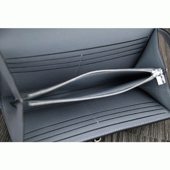 Blue lin knockoff Hermes Kelly Longue wallet