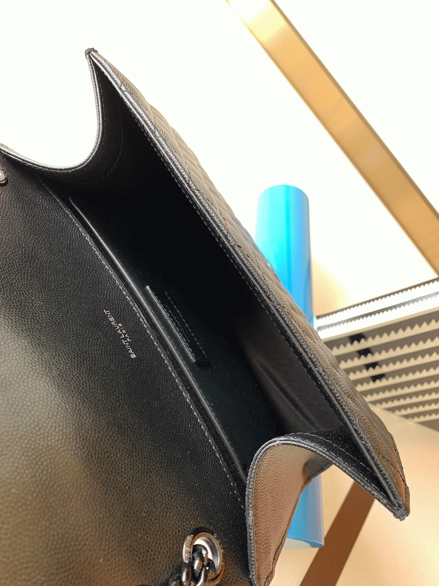 Replica Saint Laurent Envelope Meidum Black Bag with Black Hardware