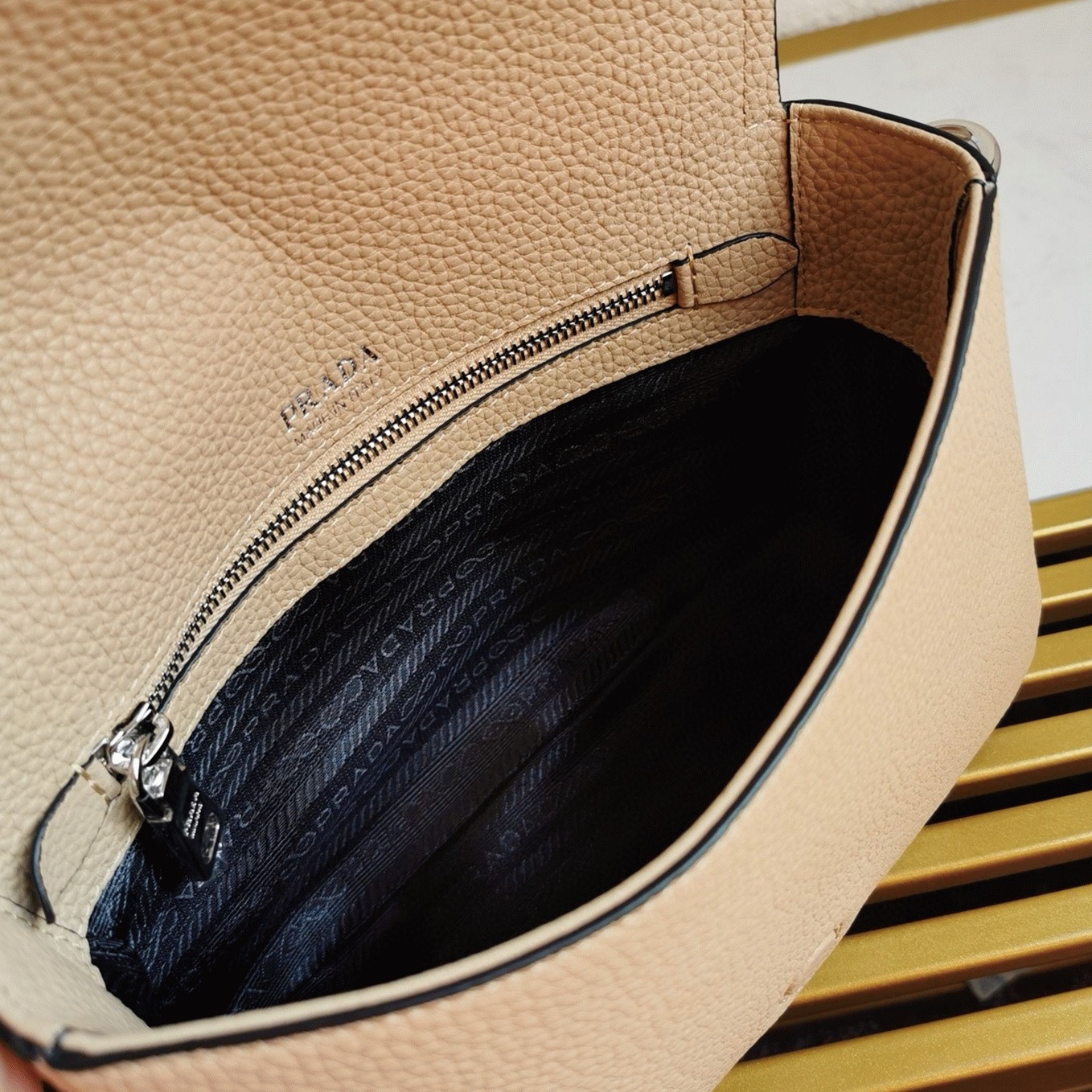 Prada Flap Shoulder Bag Fake in Sand