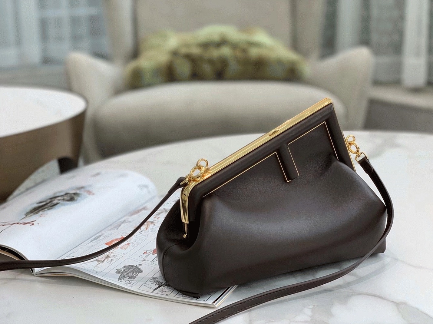 Top Quality Knockoff Fendi First Medium Bag In Dark Brown Nappa Leather
