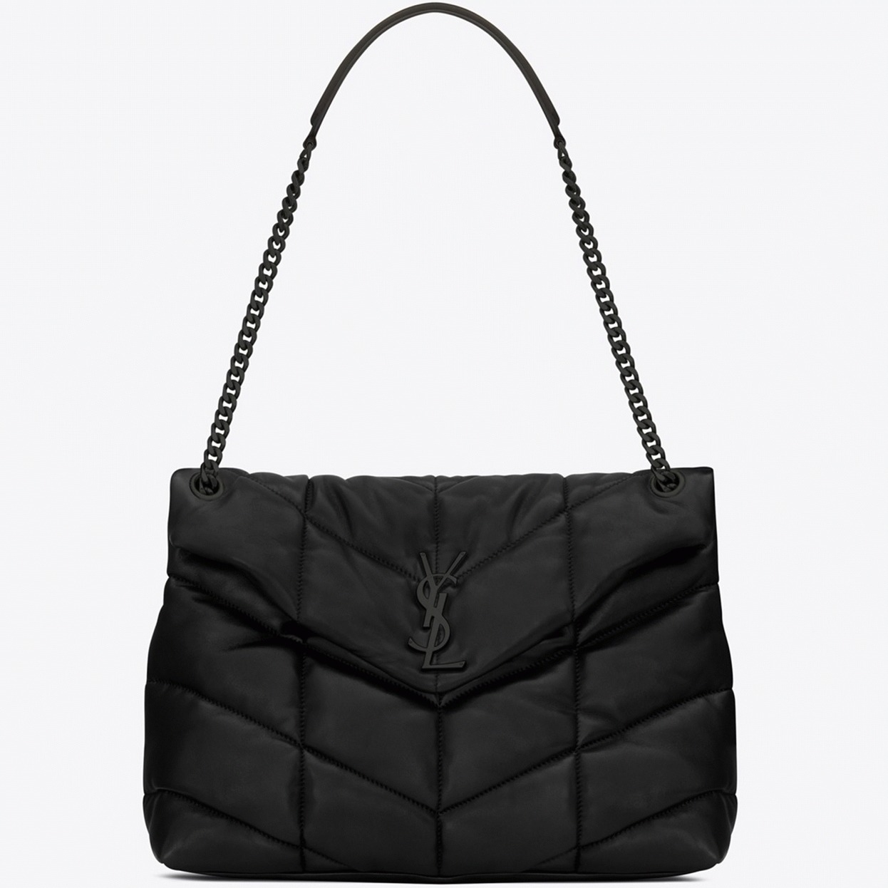 Saint Laurent Puffer Medium Chain Bag All Black Lambskin