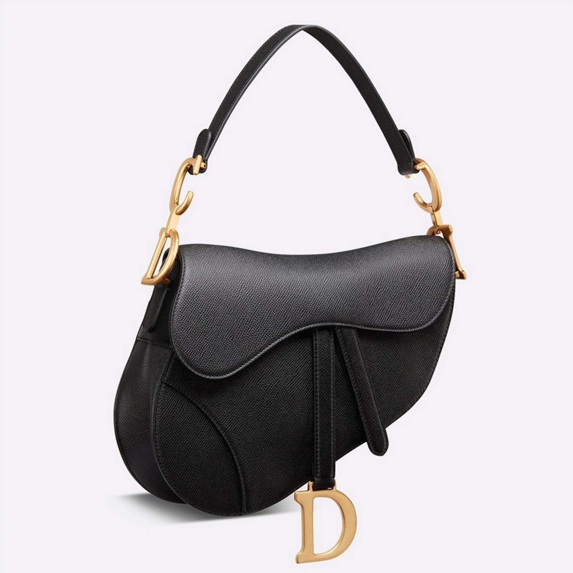 Dior Saddle Bag Fake in Black Grained Calfskin