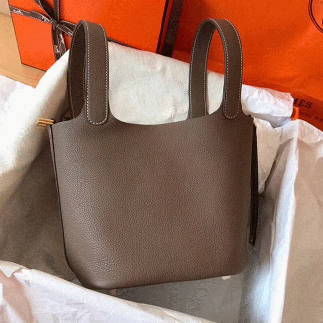 Taupe best replica Hermes Picotin Lock 18cm handbag
