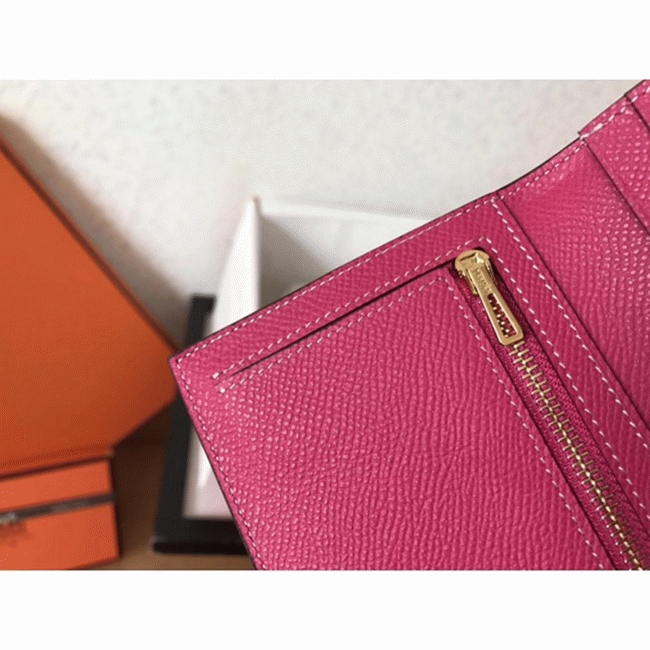 Peach Epsom Copy Luxury Hermes Bearn Wallet