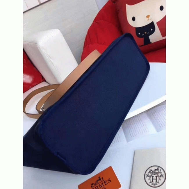 Dark Blue Canvas Knockoff Hermes Cabag Elan Casual Tote