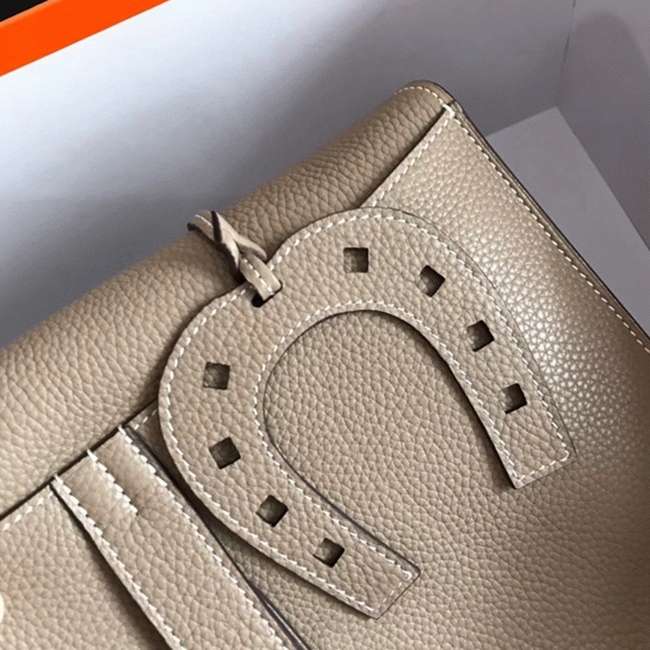 Grey AAA Replica Hermes Halzan Elegant Leather Tote