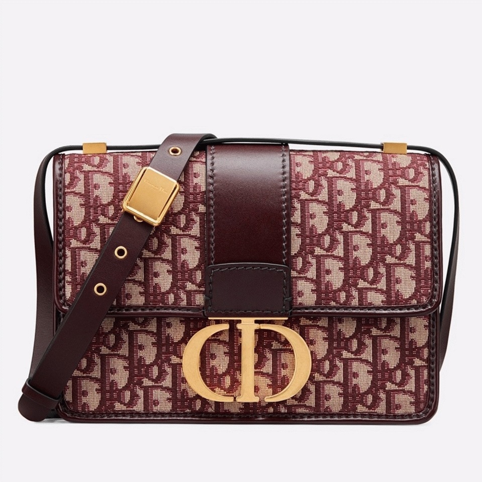 Dior 30 Montaigne Medium Bag Knockoff in Bordeaux Dior Oblique Jacquard