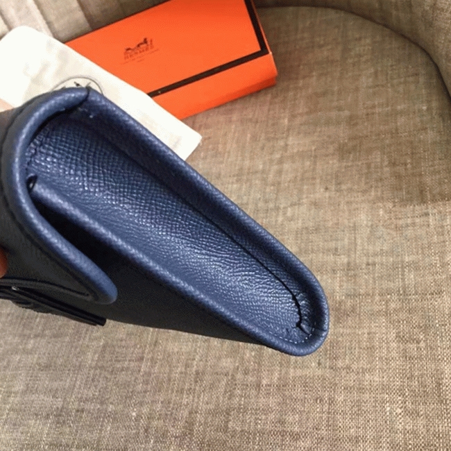 High quality sapphire epsom replica Hermes Jige Elan clutch bag
