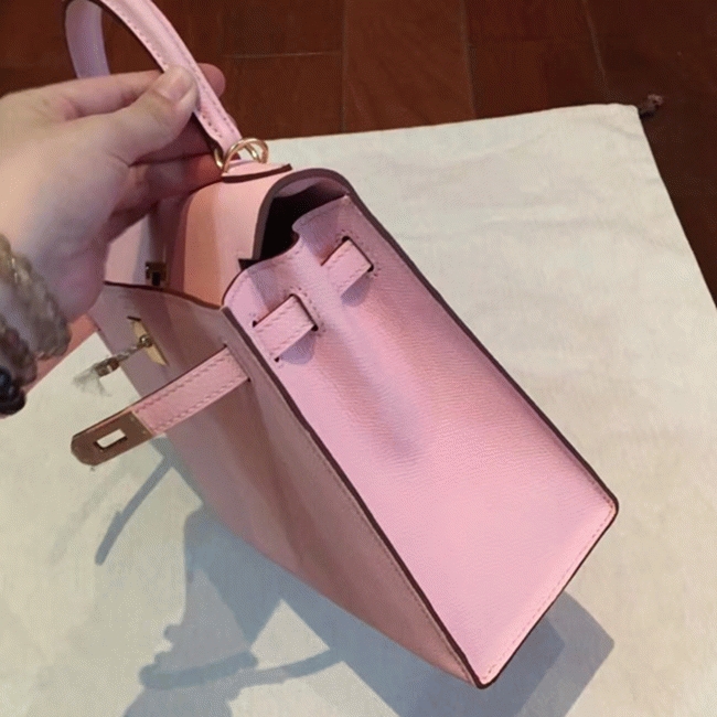 Pink Epsom Replica Hermes Kelly 25cm Feminine Handbag