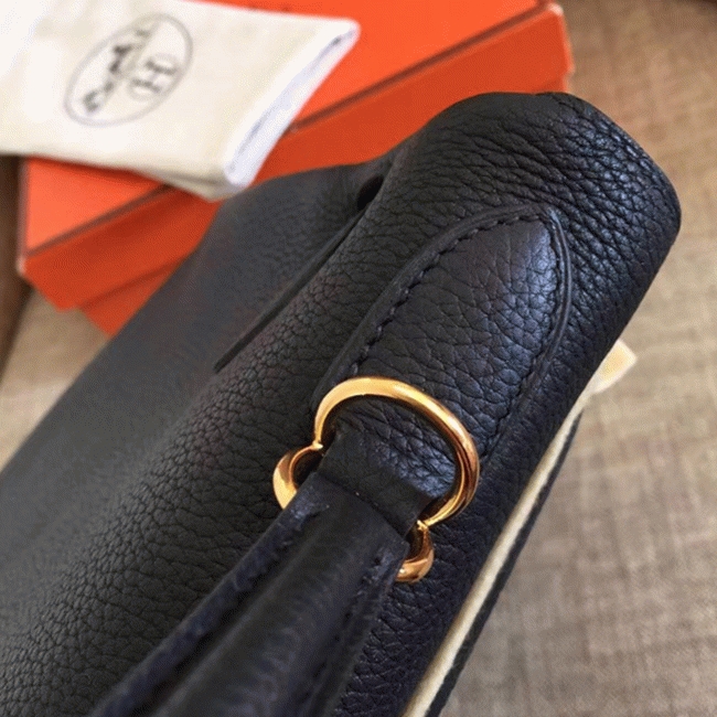 Black Clemence Copy Hermes Kelly Retourne 28cm Luxe Handbag