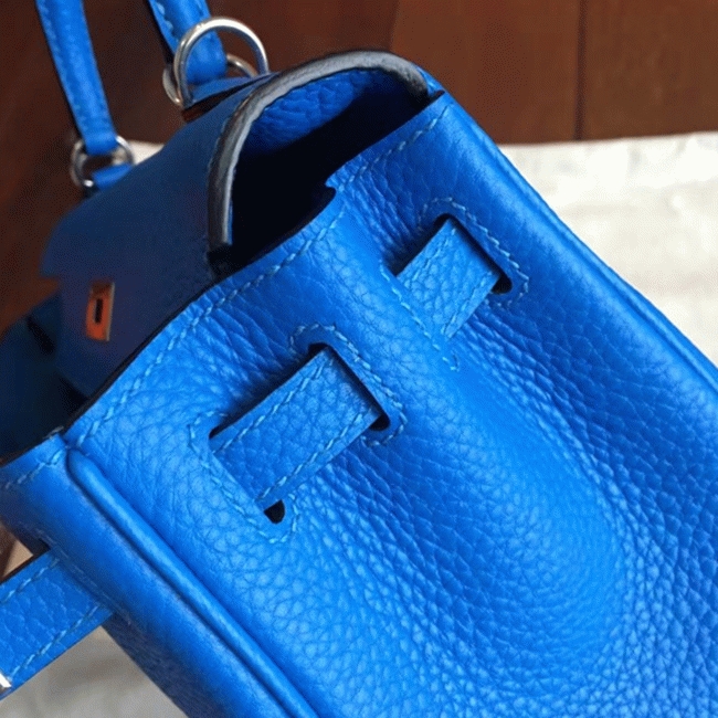 Blue Clemence Replica Hermes Kelly 25cm Chic Tote