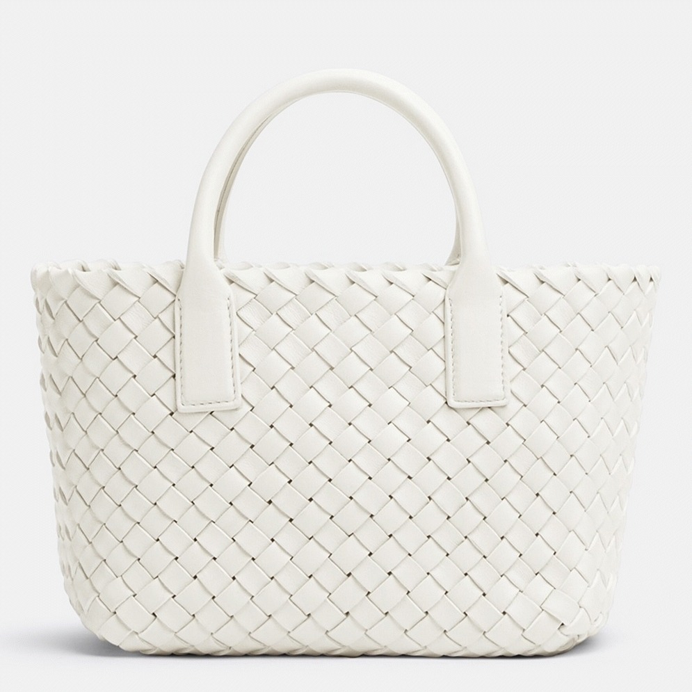 Top Quality Replica Bottega Veneta Cabat Mini Bag In White Intrecciato Lambskin