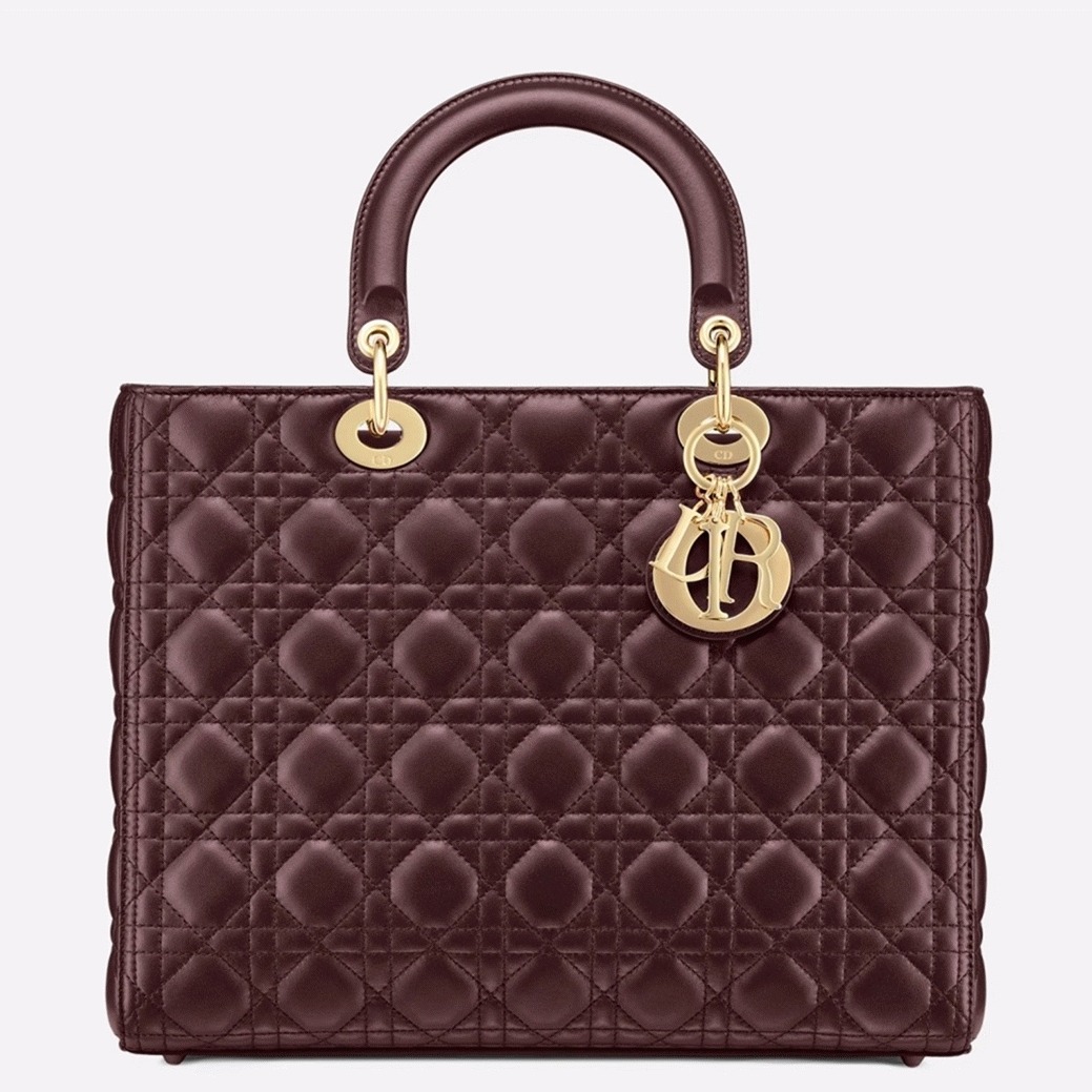 Dior Lady Dior Large Bag Fake in Bordeaux