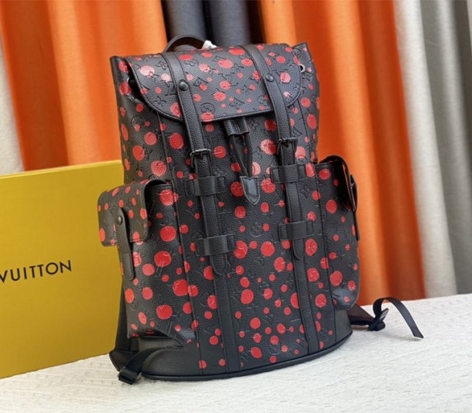 Louis Vuitton X YK Christopher Backpack In Red Infinity Dots