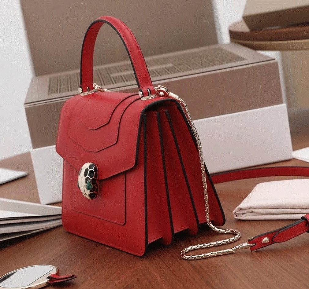 Fake Bvlgari Serpenti Forever Small Bag Red Calfskin