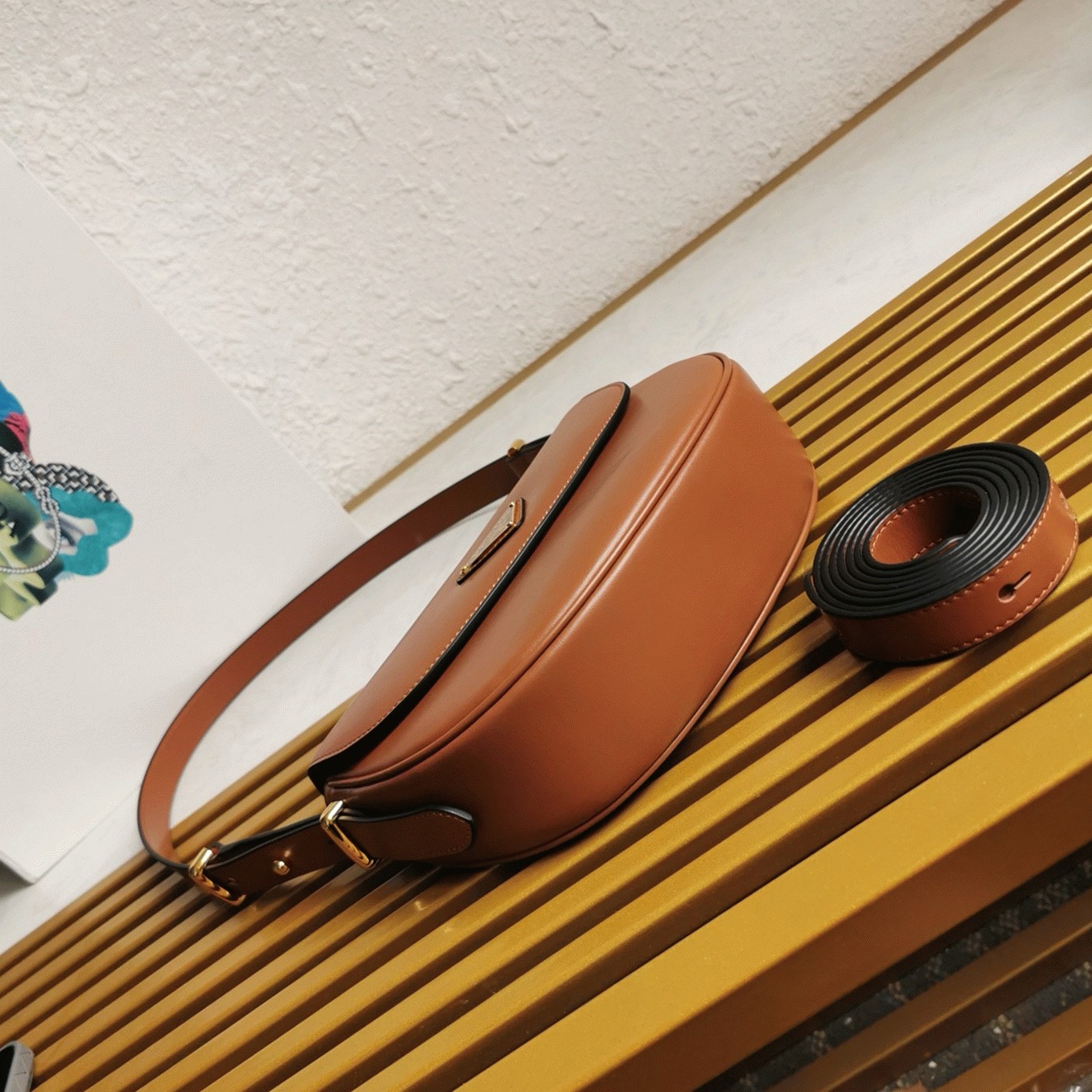 Brown Prada Arque Shoulder Bag with Flap Fake