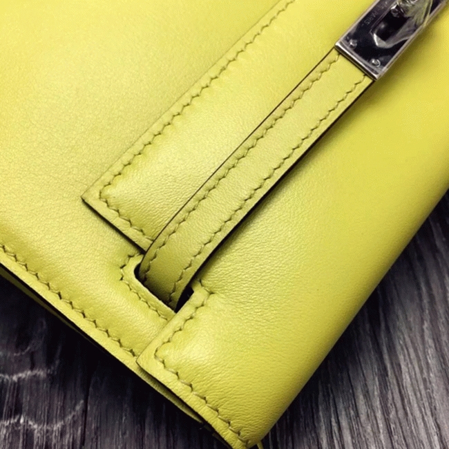 Yellow Swift Leather Copy Hermes Kelly Danse Bright Handbag