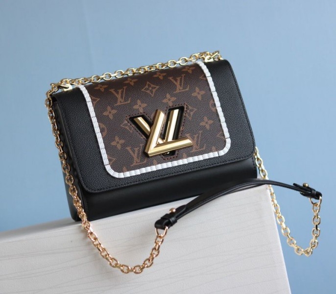 Louis Vuitton Twist MM Canvas Trompe loeil Braid Bag In Black