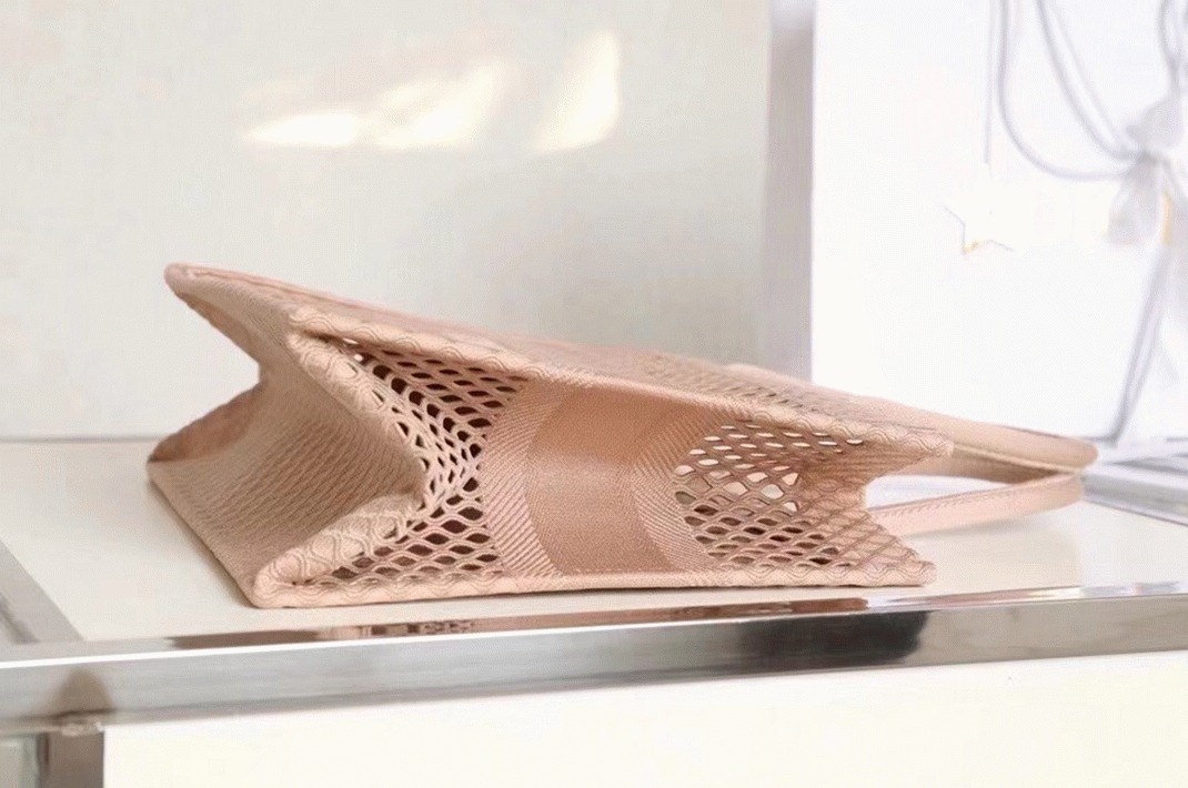 Dior Large Book Tote Bag Replica in Beige Mesh Embroidery