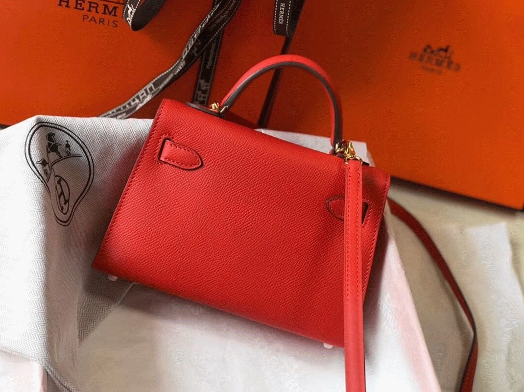 Hermes Kelly Mini II Bag Replica in Rouge Casaque