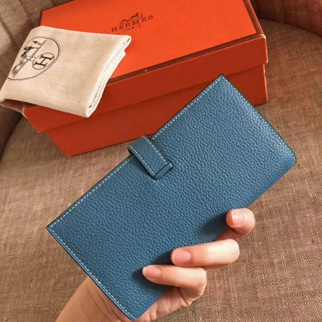 Blue Jean Clemence Knockoff Hermes Bearn Wallet