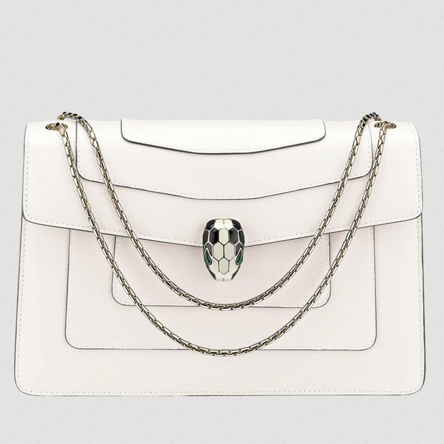 Replica Bvlgari Serpenti Forever Large Shoulder Bag White Calfskin