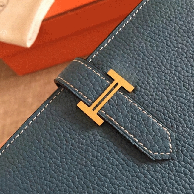 Blue Jean Clemence Knockoff Hermes Bearn Wallet