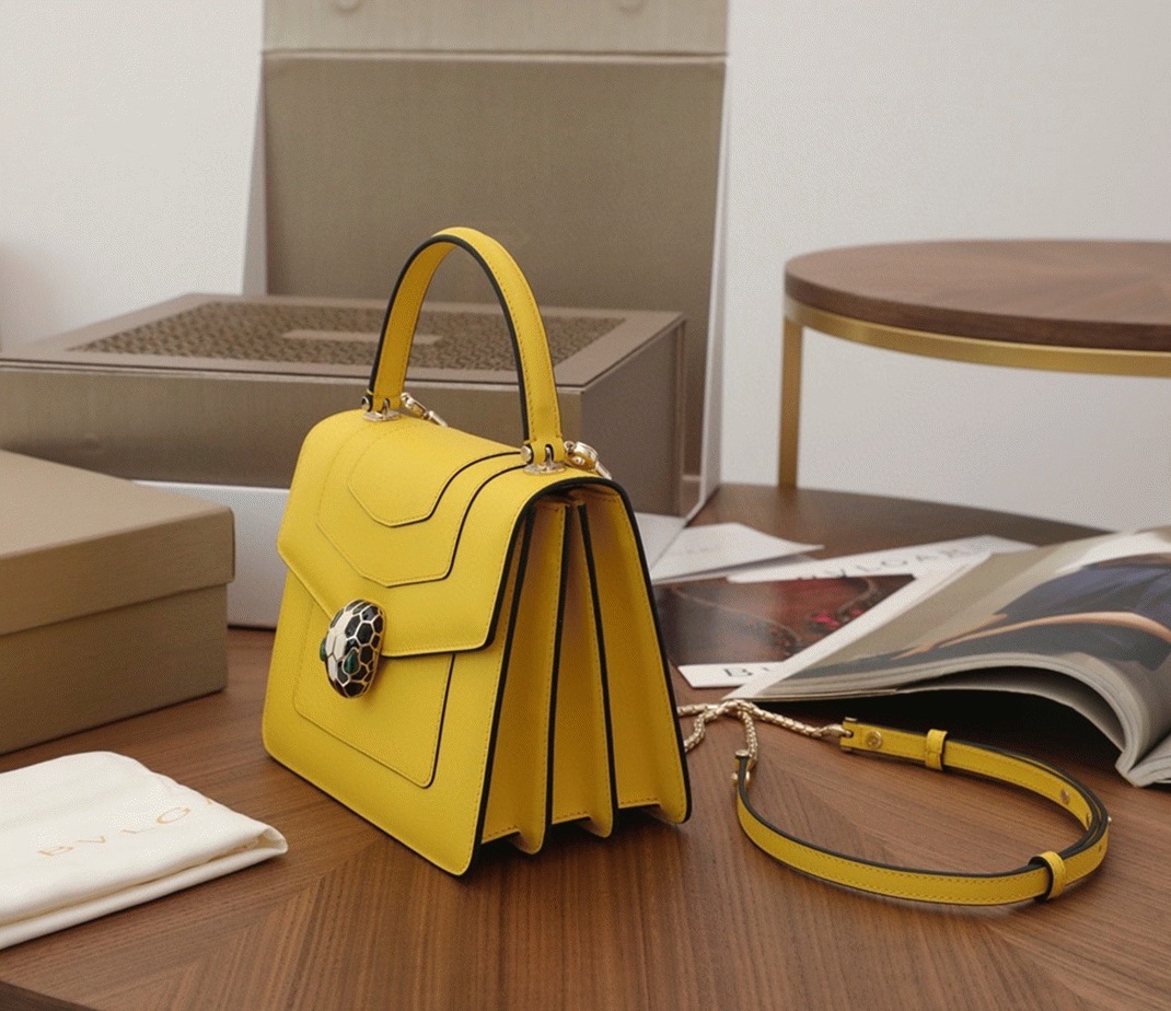 Fake Bvlgari Serpenti Forever Small Bag Yellow Calfskin