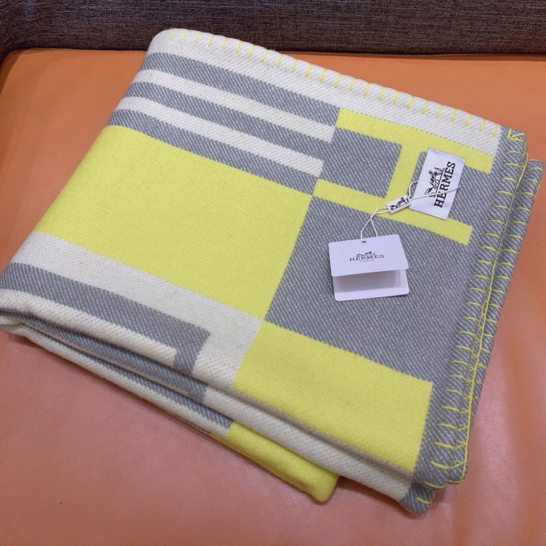 Top replica Hermes Ithaque blanket in tilleul wool and cashmere