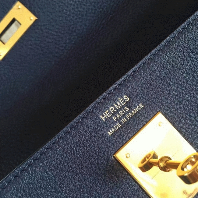 Sapphire Clemence Replica Hermes Kelly Retourne 32cm Deluxe Handbag