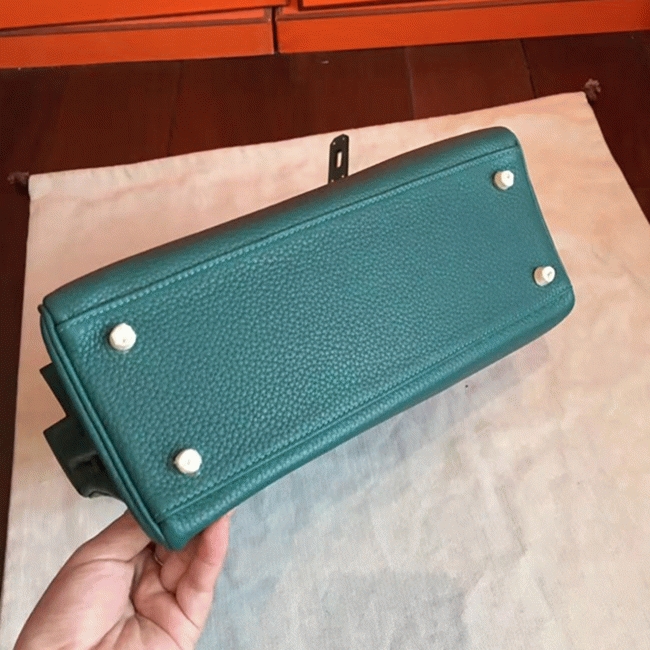 Malachite Clemence Copy Designer Hermes Kelly Retourne 28cm Bag