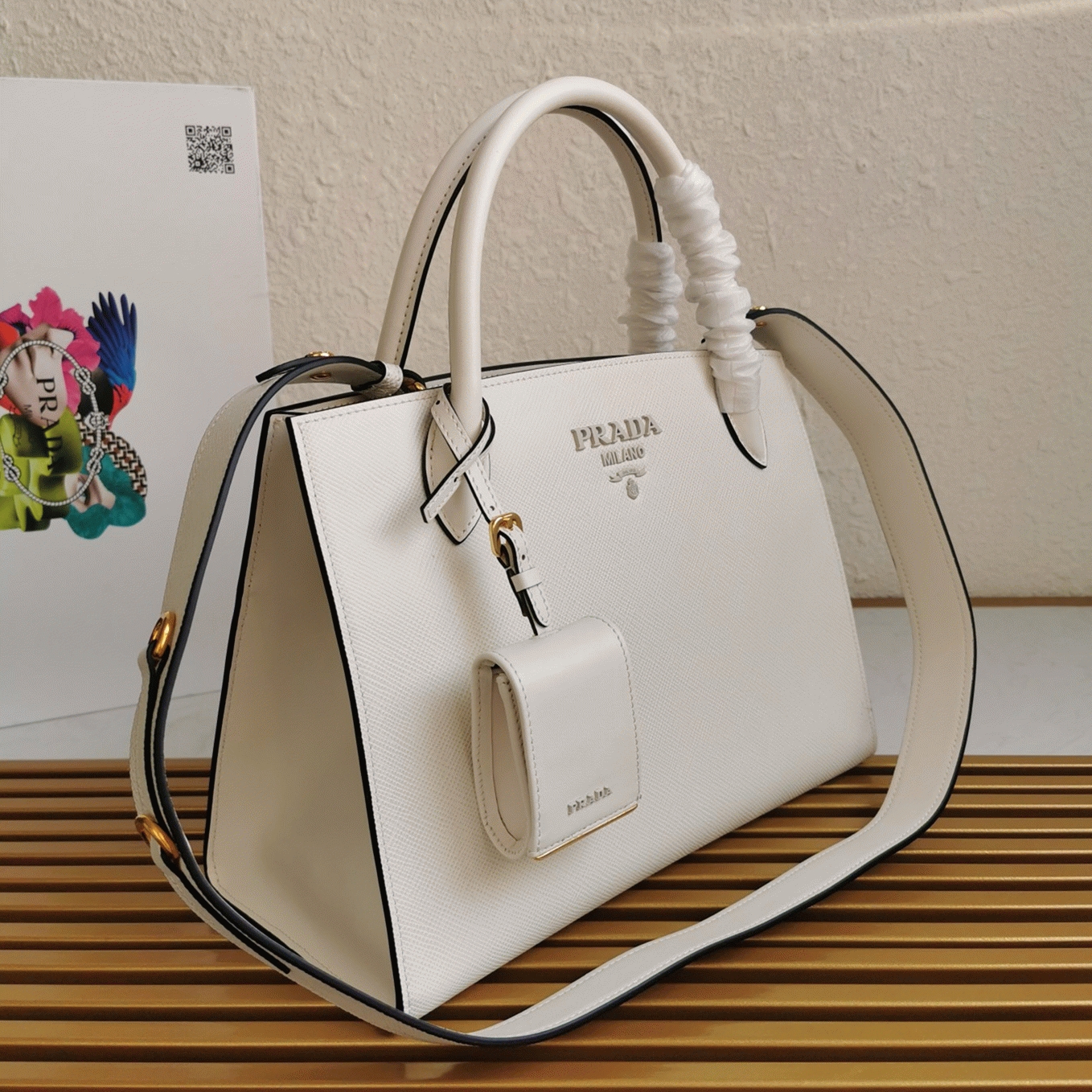 Prada Monochrome Medium Bag Fake in White