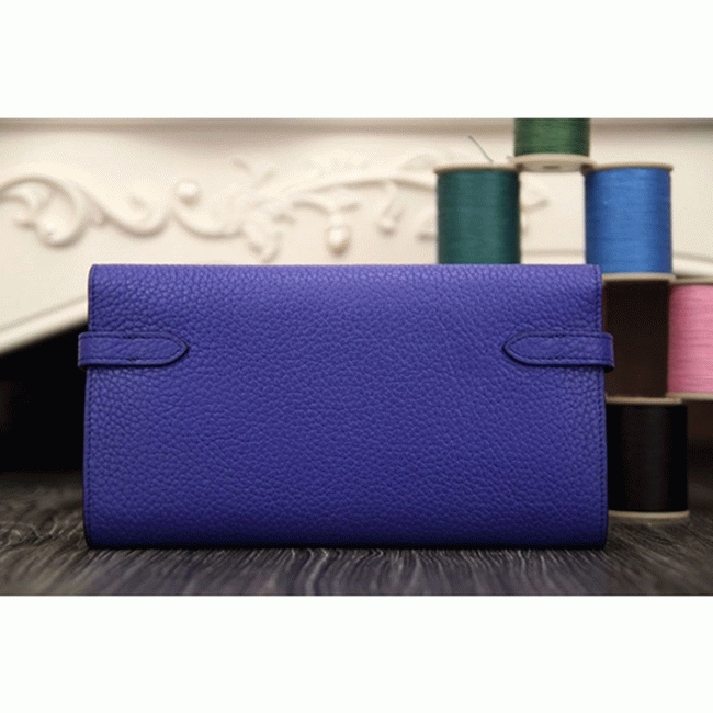 Electric blue 1:1 replica Hermes Kelly Longue wallet