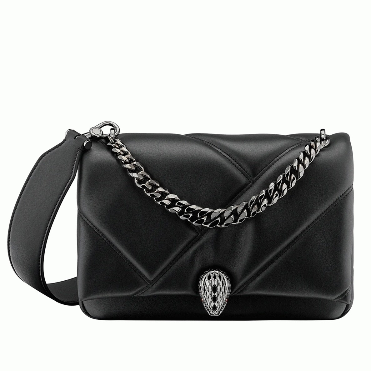 Knockoff Bvlgari Serpenti Cabochon Small Bag Black Calfskin