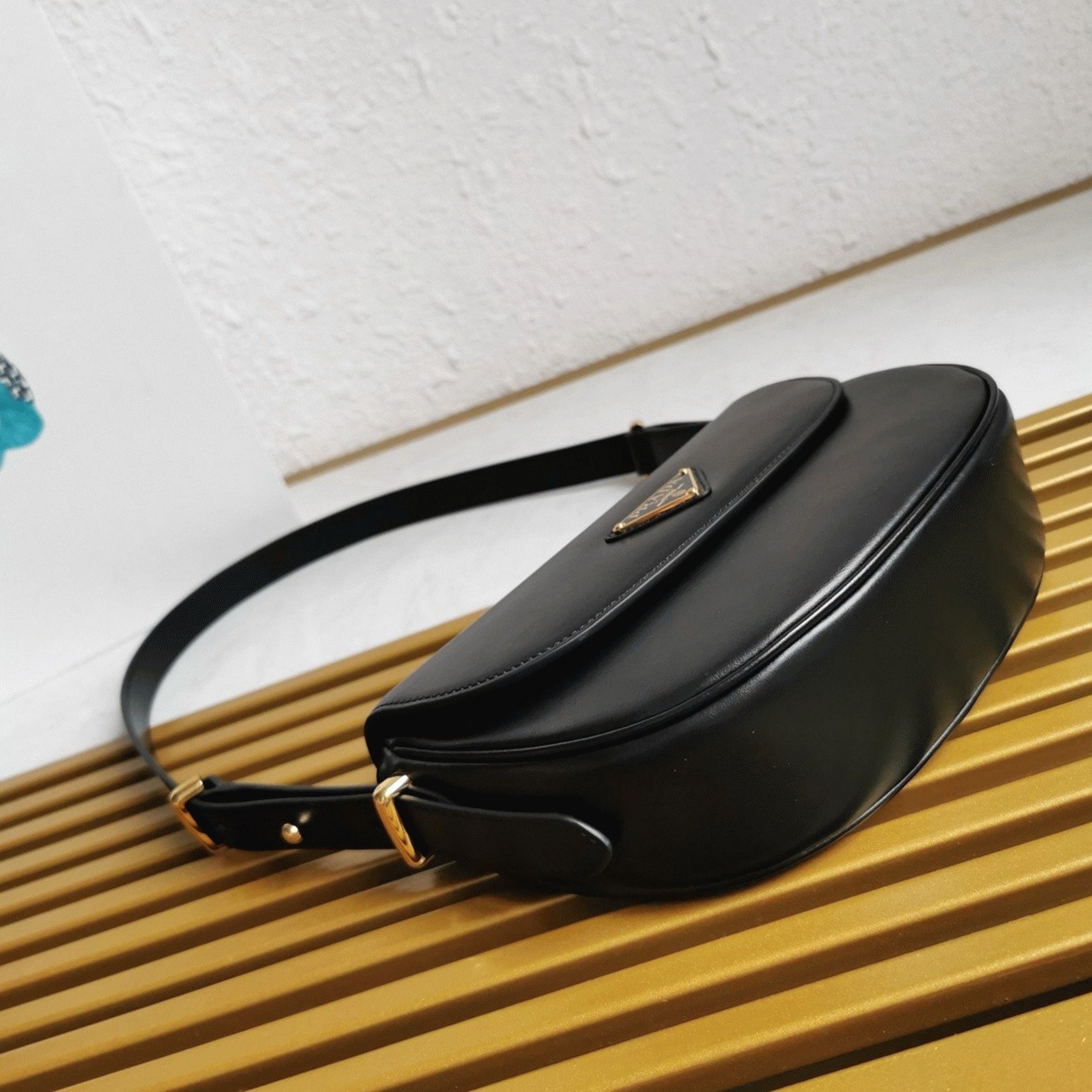 Prada Arque Shoulder Bag with Flap Replica in Black