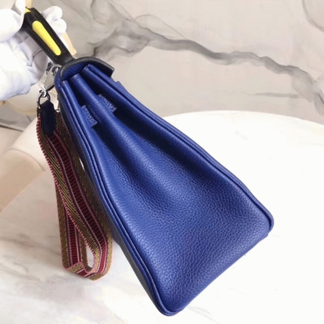 Blue with Zigzag Handle Replica Hermes Kelly 28cm Special Design