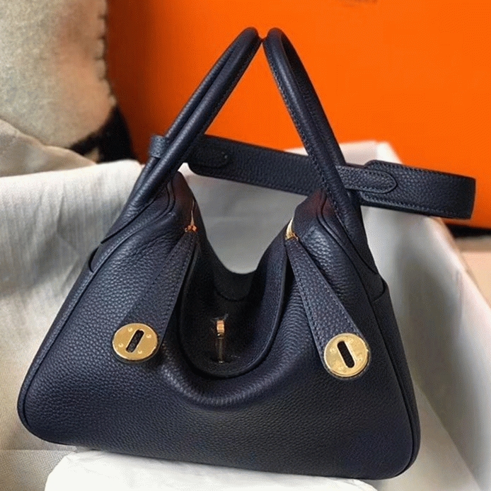 Fake designer Hermes Lindy 26cm handbag in navy blue