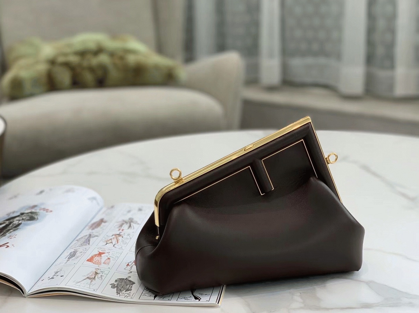Top Quality Knockoff Fendi First Medium Bag In Dark Brown Nappa Leather