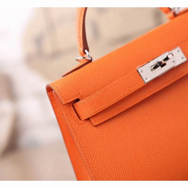 Orange Epsom Fake Luxury Hermes Kelly Mini II 20cm Handbag