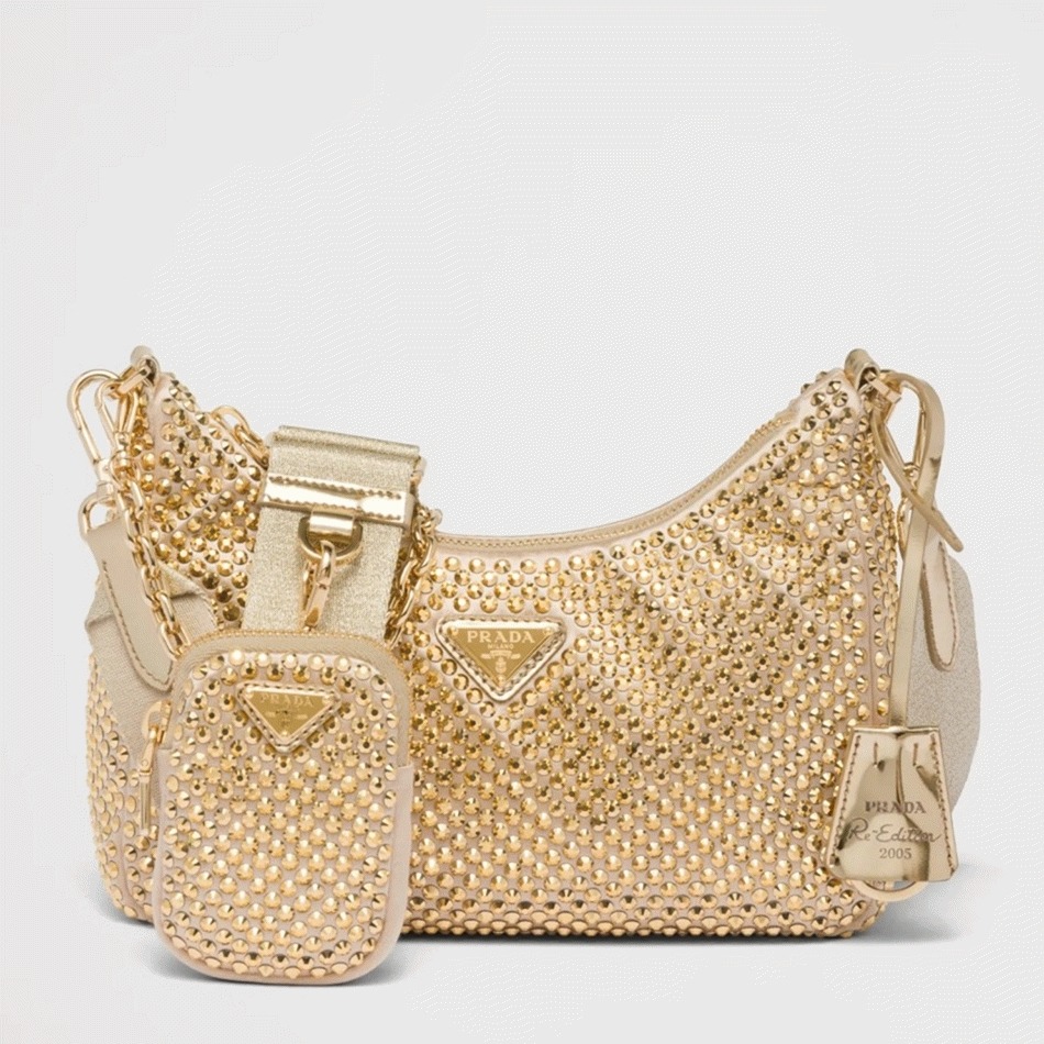 Prada Re-Edition Shoulder Bag Knockoff in Beige