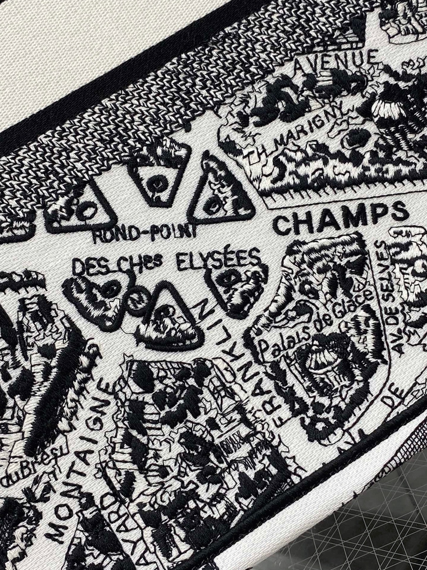 Dior Large Book Tote Bag Knockoff in White Plan de Paris Embroidery