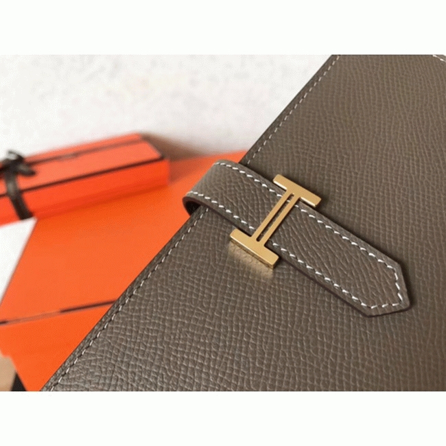 Taupe Epsom Fake Hermes Bearn Wallet