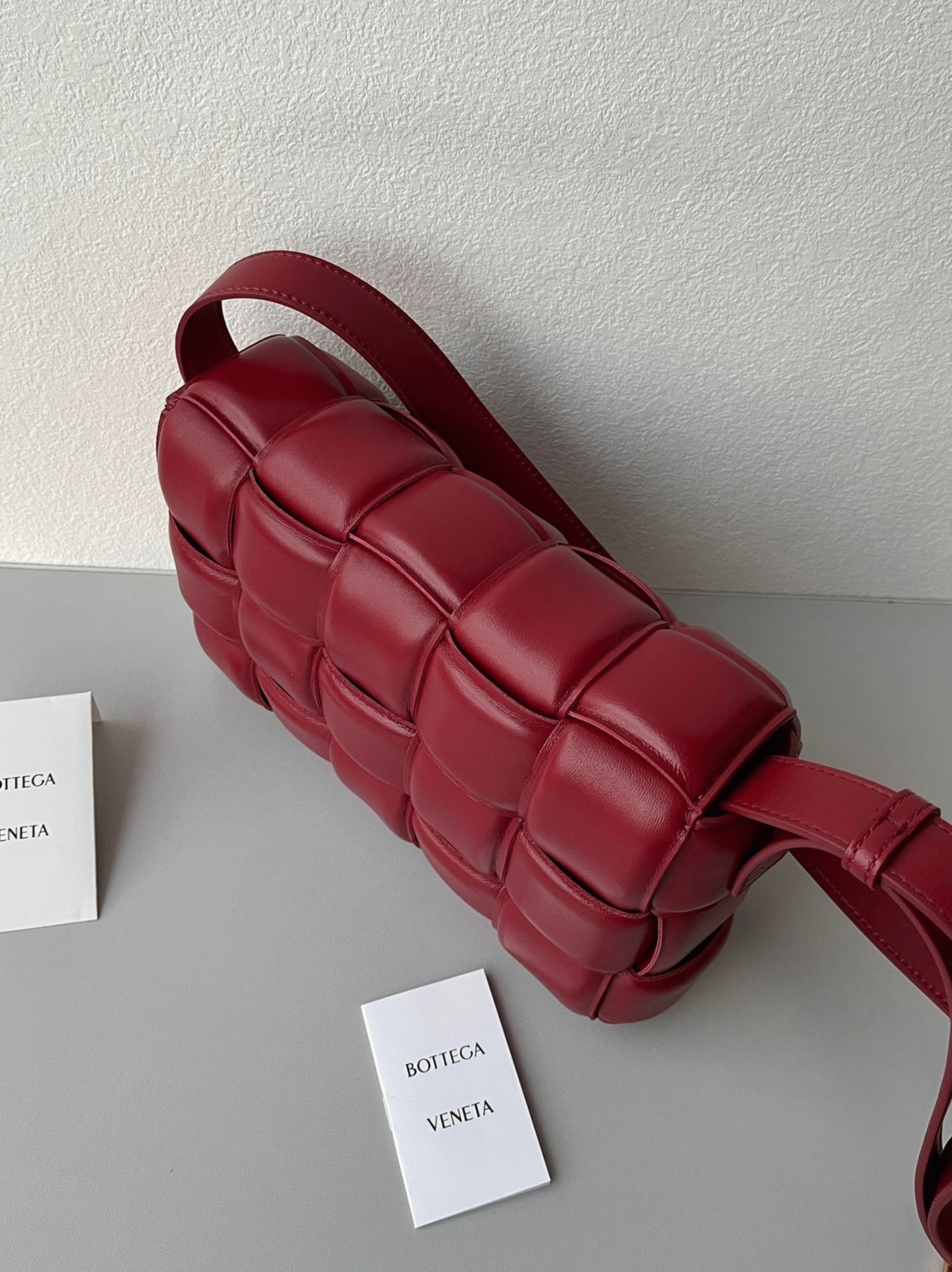 Top Quality Faux Bottega Veneta Padded Cassette Bag In Dark Red