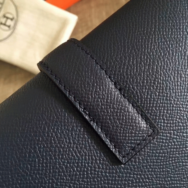 High quality sapphire epsom replica Hermes Jige Elan clutch bag