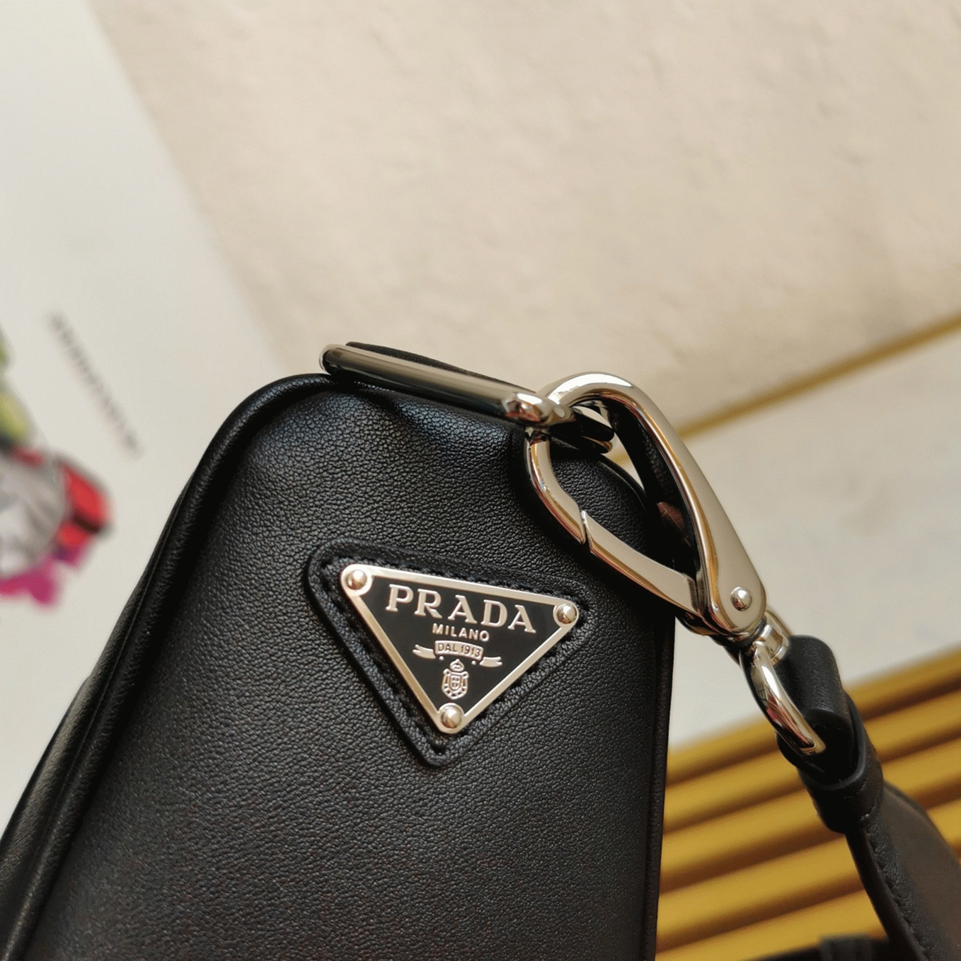 Prada Triangle Shoulder Bag Knockoff in Black