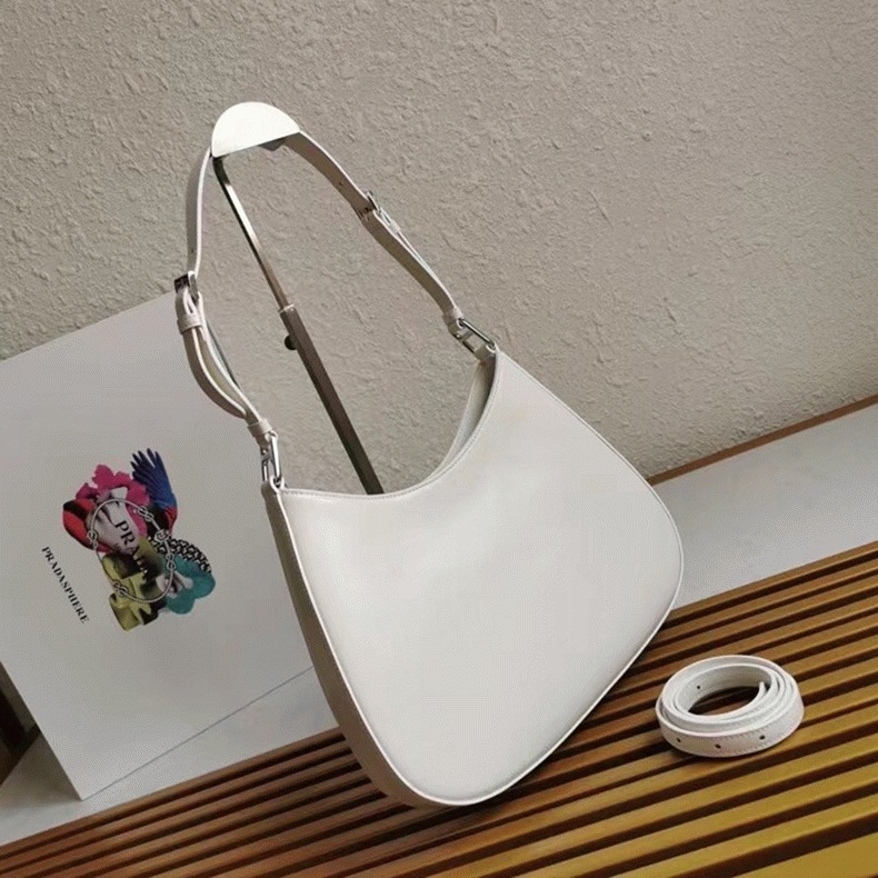 White Prada Cleo Large Bag Fake