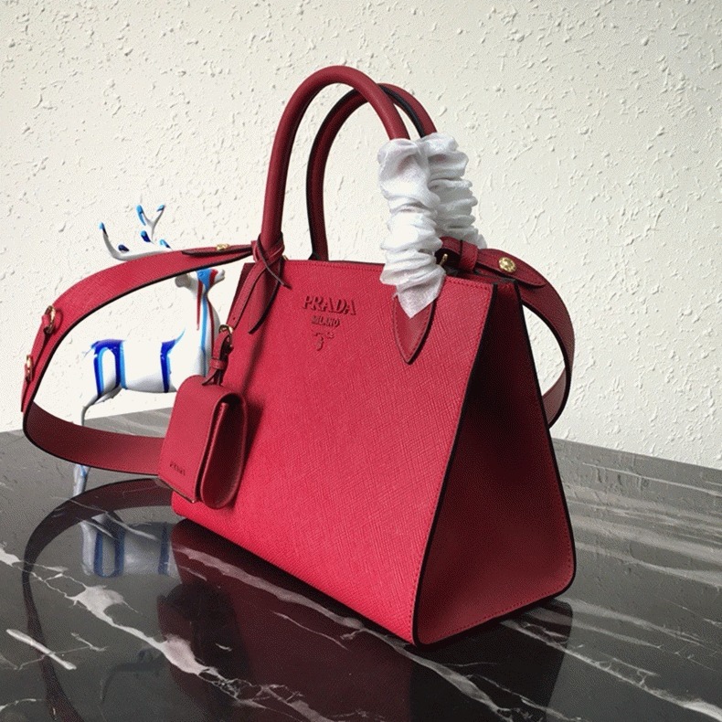 Prada Monochrome Small Bag Knockoff in Red