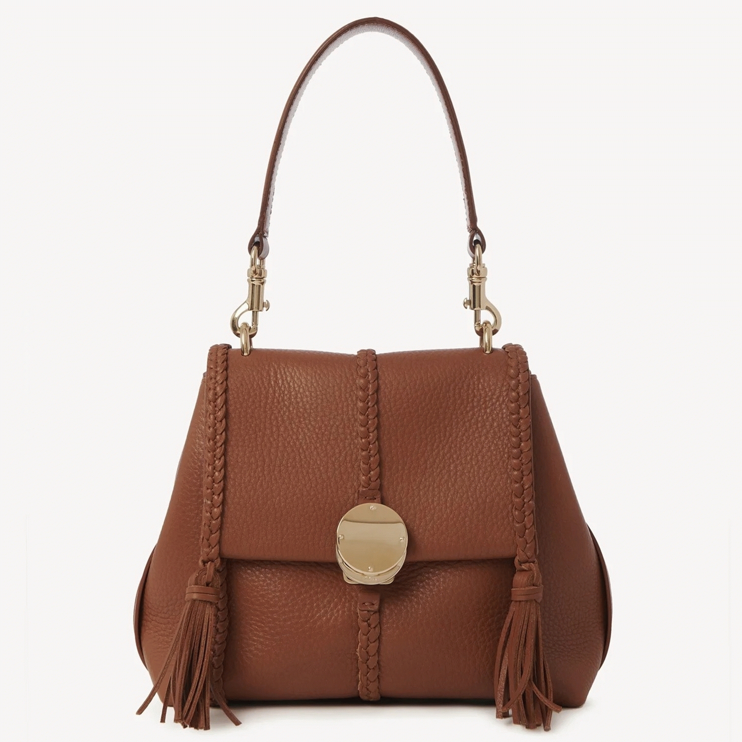 Top Quality Fake Chloe Penelope Small Shoulder Bag in Brown Grained Calfskin